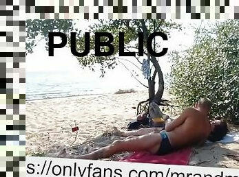 public beach. masturbation and cock sucking