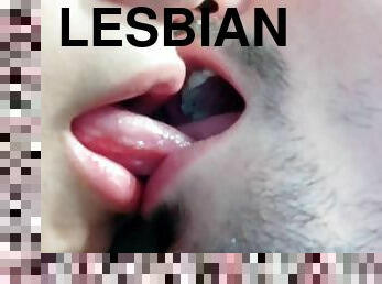 lesbo-lesbian, ranskalainen, suuteleminen, fetissi, villi