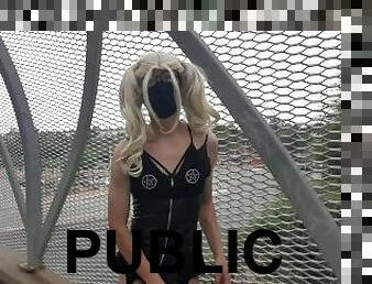 Arizona Goth CD Femboy Public Exhibition On Bridge