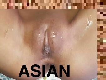 asiatisk, doggy-style, fitta-pussy, amatör, brudar, tonåring, hardcore, creampie, pov, thailändsk