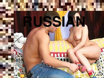 Inviting Russian maid licks her vagina