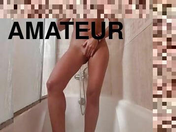 baignade, masturbation, chatte-pussy, amateur, babes, belle, douche, brunette