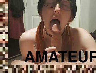 amatir, blowjob-seks-dengan-mengisap-penis, berambut-merah, sudut-pandang, kepang-rambut, sperma, mengagumkan, orang-biadab, tato, payudara-kecil