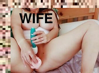 cul, gros-nichons, masturbation, femme, amateur, milf, jouet, maman, butin, mère