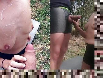 Best Outdoor HD Cumshot Cumpilation - YummyCouple POV Public Handjob MILF Cumshots