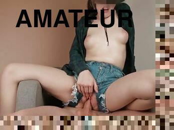 levrette, chatte-pussy, amateur, ejaculation-sur-le-corps, ados, maison, couple, ejaculation, serrée, cow-girl