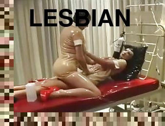 lesbian-lesbian, latex, penutup-muka, karet