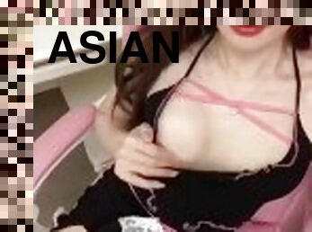 asiatisk, onani, transvestit, ladyboy, afrivning, thailænder, solo, fillipinsk