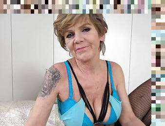 gros-nichons, mature, milf, jouet, bas, solo