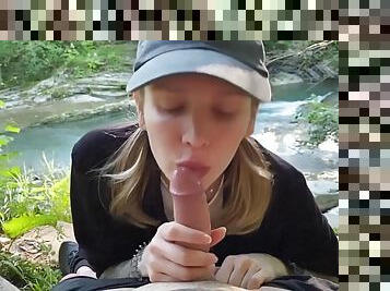 Perfect Girl Sucking Big Dick Until Oral Creampie In The Forest