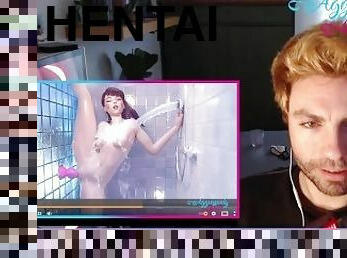 baignade, chatte-pussy, ados, jouet, anime, hentai, serrée, belle, gode, douche