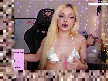 Hot Blonde Gets Horny In Sparkly Bikini Bunnydollxo On Kick Stream Vod 7-5-23