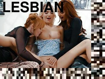 lesbian-lesbian, bintang-porno, bertiga