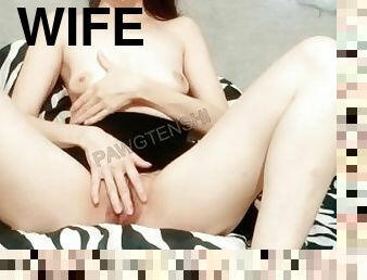 Petite horny wife fingering herself