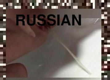 Russian schoolgirl pissing in the shower