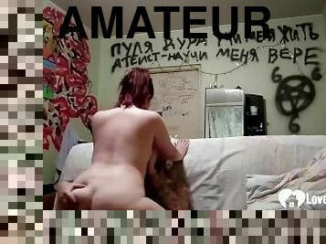 cul, levrette, écolière, amateur, ejaculation-sur-le-corps, ados, hardcore, maison, joufflue, rousse