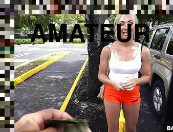 Jessica jones flashes her tits for some money in the street