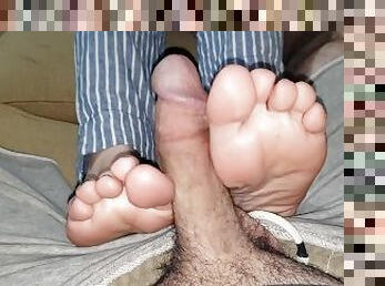 Teasing building up cum cock play with my feet