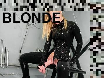 röv, leksak, blond, fetisch, latex, ensam