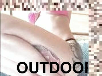 Outdoor Pole Set at the Club with Hot Spinner Big Boobs