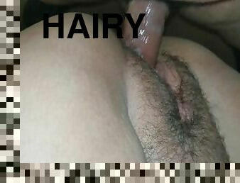 Creamy Hairy Pussy closeup