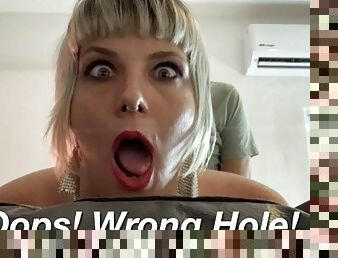 OOPS! WRONG HOLE! / Stuck Stepmom Gets UNEXPECTED ANAL FUCK