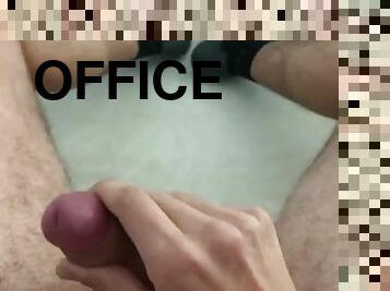 College stud jerking off while alone at the office