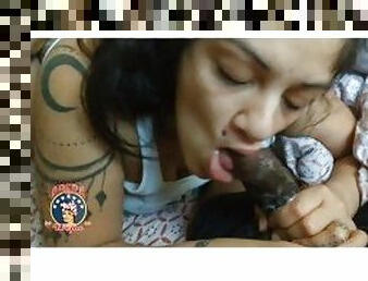 Latina deepthroats bbc for a throatpie