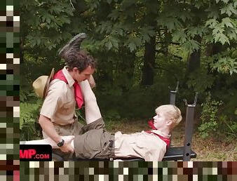 Boys At Camp - Slender Blonde Boy Gets Stripped And Fucked In The Woods By His Horny Scout Leader