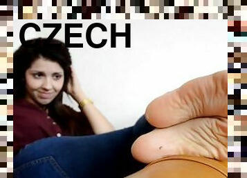 Super cute footgirl Míša (foot teasing, sandals, sexy feet, cute girl feet, sexy soles, POV feet)