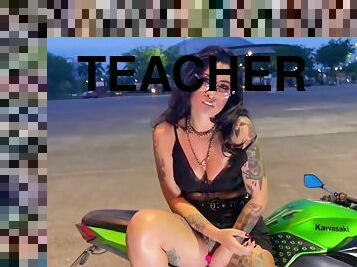 I Learn To Drive A Motorcycle While My Teacher Controls My Lush Until I Cum