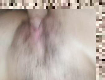Fucking wife's tight hairy pussy