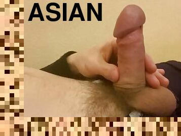 asiatisk, gigantisk, masturbation, cumshot, gay, juckande, sprut, perfekt, ensam, bollar