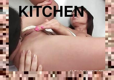Kitchen Lesbian Vagina Licking And Hot Kissing