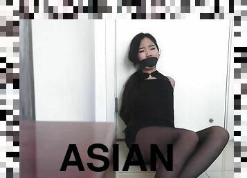 Asian Tied Up Hard And Left For Standing