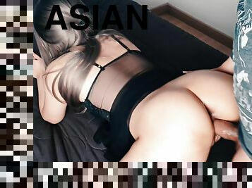 asiatisk, røv, amatør, anal, kæmpestor-pik, deepthroat, rolleudvælgelse, creampie, sperm, blond