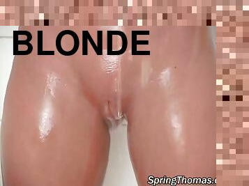 baignade, gros-nichons, masturbation, ados, pornstar, jeune-18, blonde, douche, solo, vacance-de-printemps