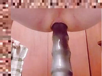 extremo, grande, anal, brinquedo, gay, dildo, sozinho