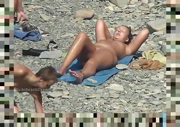 nudistické, vonku, amatérske, kamera, pláž, špehovanie, voyeur, mladé18, blondýna, kráska