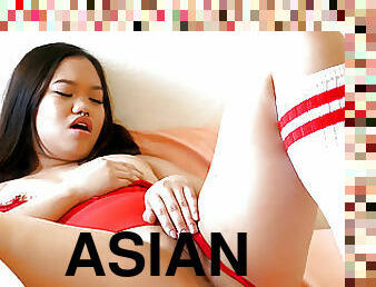 asiatisk, masturbation, orgasm, fitta-pussy, amerikansk, tight, ensam, exotisk, brunett, ben