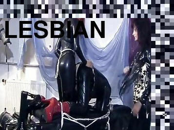 Latex Lesbian Slave Fucked With Strapon