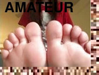 amateur, ados, pieds, fétiche, petits-seins