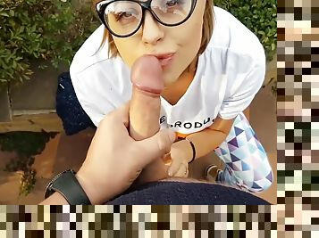 Look How She Sucks This Big Mushroomhead Cock And How She Begs To Cum On Her Beautiful Face