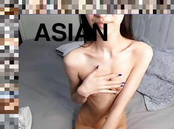 asien, masturbieren, hautenge, babe, junge, japanier, allein, brunette