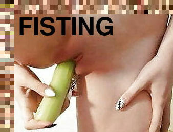 fisting, onani, orgasme, fisse-pussy, slave, ydmygelse, indsættelse, grønsag