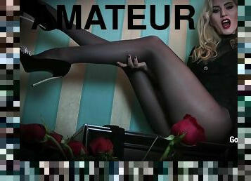 amateur, pieds, bas, blonde, fétiche, solo, talons-hauts