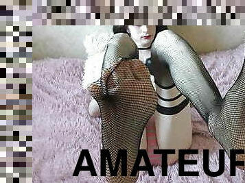 Cute Femboy shows her legs. Foot fetish. ASMR