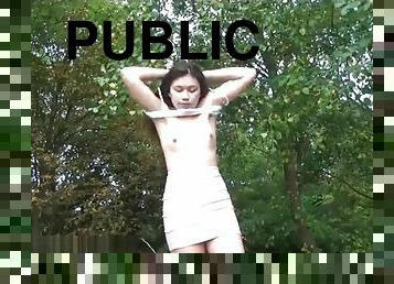 Oriental AJs public masturbation and outdoor amateur flashing of stripping