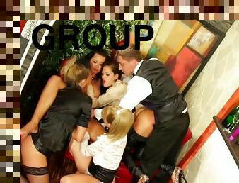 Glamour piss fetish sluts group fuck in bar