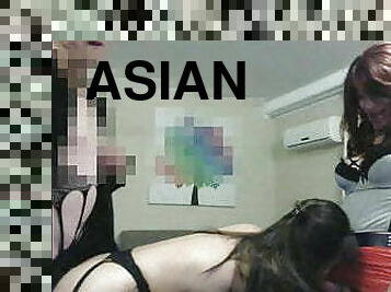 asiatique, transsexuelle, fellation, milf, couple, trio, horny